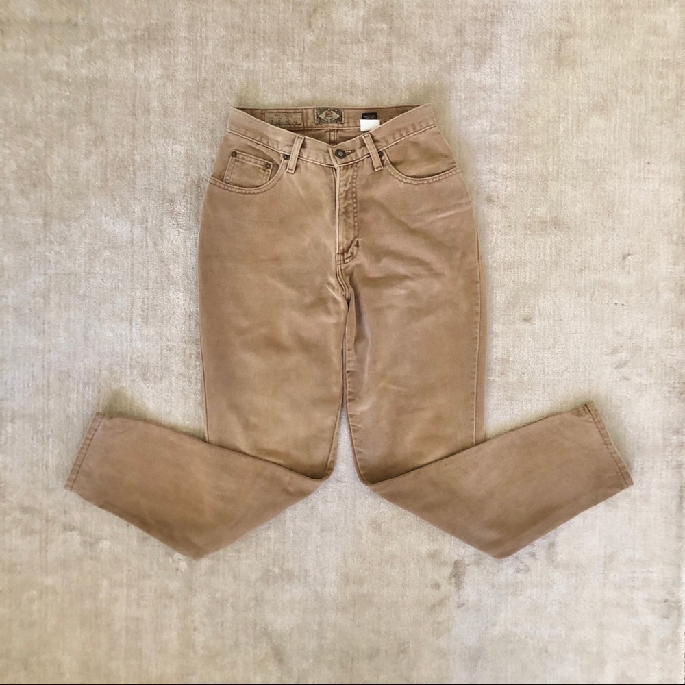 Beige High-Rise Exp tapered Jeans